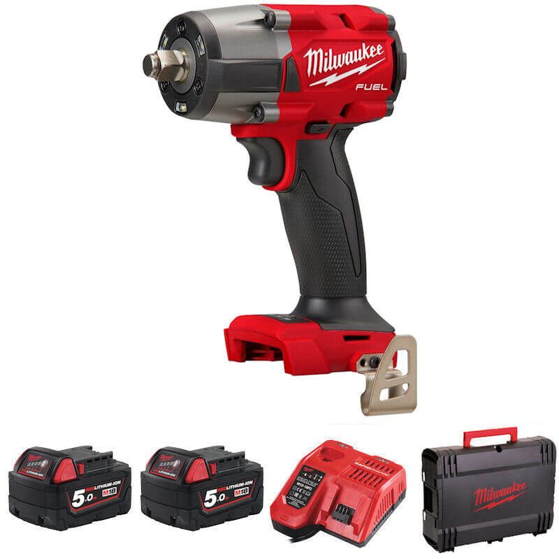 Milwaukee M18FMTIW2F12-502X M18 FUEL Mid-Torque 1/2" Impact Wrench with Friction Ring